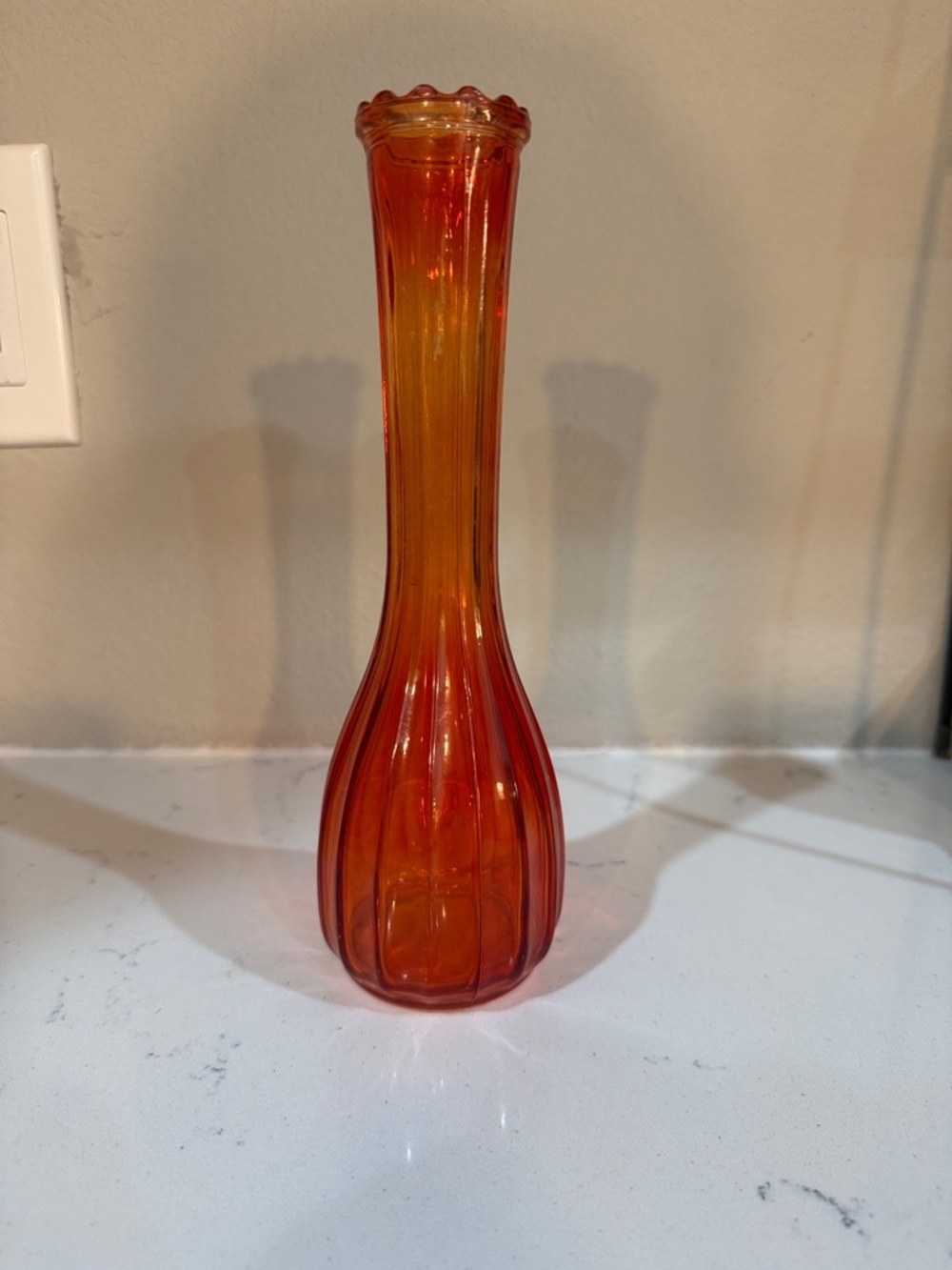 Orange Hand-Blown Glass Bud Vase - Brand Unlabeled